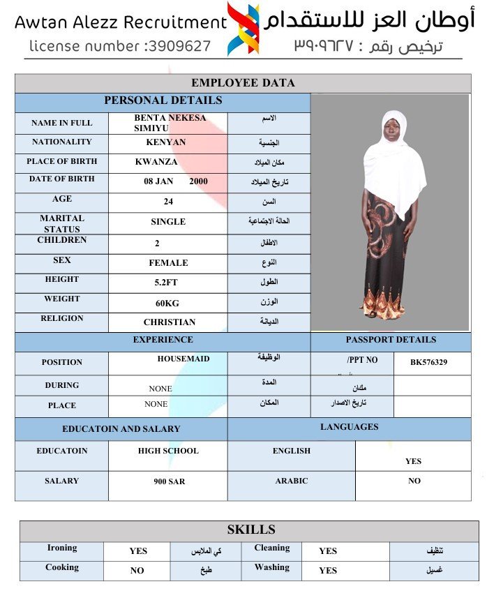 BENTA NEKESA  SIMIYU